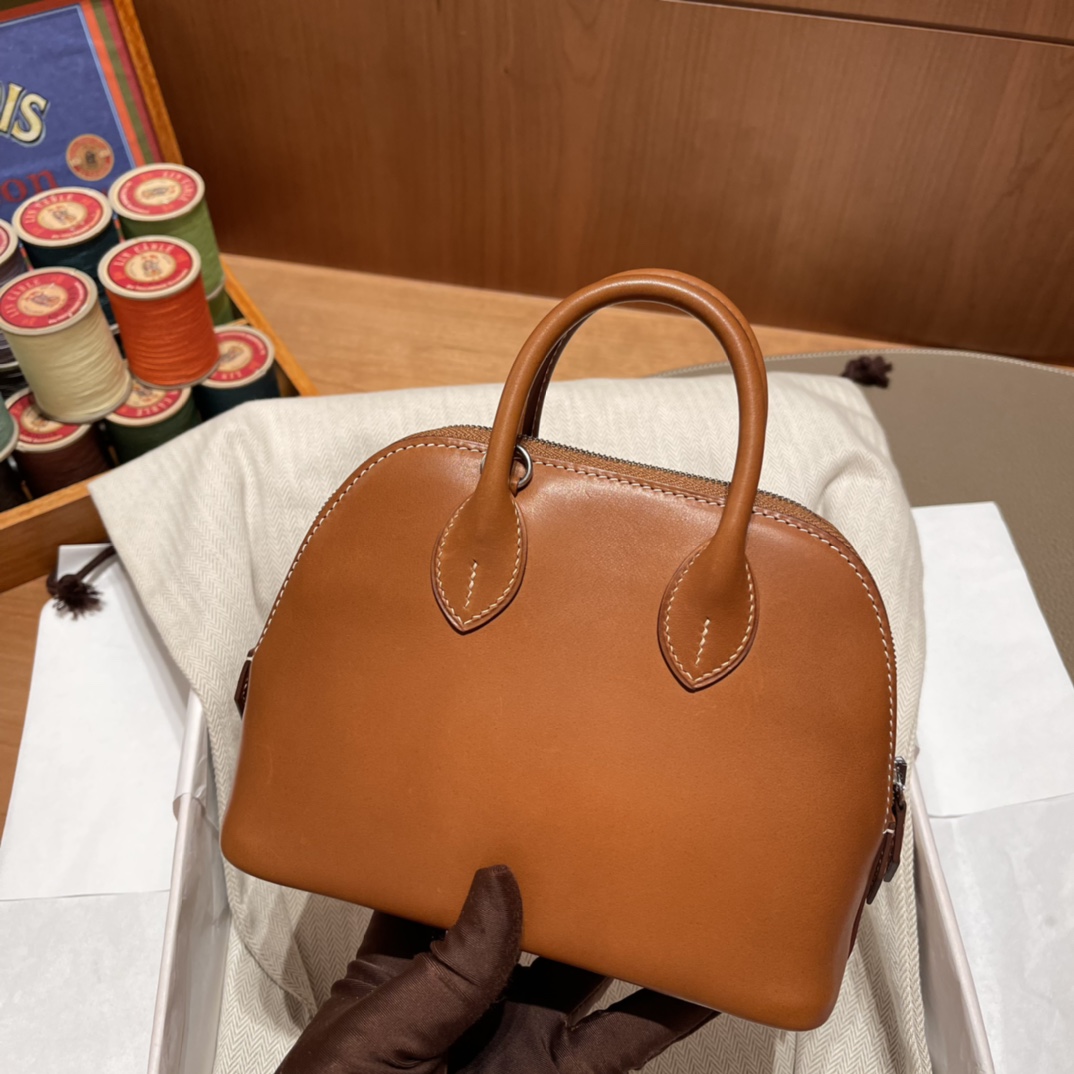 에르메스 미니 볼리드18 골드브라운 은장